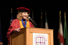 16 - August - President Trombley speaking at the New Student Convocation Fall 2018