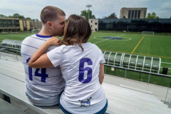 23 - Sept - Former UB Women's Soccer player Paige Adamsky and UB Men’s Soccer players Josh Pellegrini, took their engagement photos on Knights Field and around campus as it’s where they met Paige’s freshman year